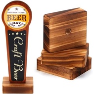 Colingmill 4-Piece Set Pine Beer Faucet Handle Display, 3X2.6X 0.8 Inch (about 7.6X6.6X 0.8cm) Woode