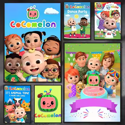 C-Cocomelon Cartoon Kids Poster Waterproof Sticky Wall Art Print For Bedroom Living Room Hallway Bar