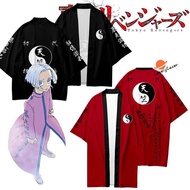 [2 Colors] Anime Tokyo Revengers Kurokawa Izana Cosplay Costume Cloak Black Red Tenjiku Uniform Kimono Unisex Shorts Hanagaki Takemichi Short-sleeve T-shirt