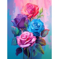 DIY Diamond Painting 5D Colorful Rose Diamond Art Set Beautiful Flowers Full Diamond, Adult Student 