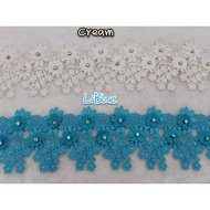 BL-1585 4” Diamond &amp; Flower Lace / 4” Renda Baju Diamond Bunga /Mtr