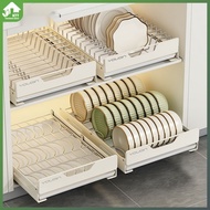 Dish Rack Kitchen Stainless Steel Dish Storage Rack Dish Cabinet Drawer-Type Installation-Free Seasoning Storage Rack
