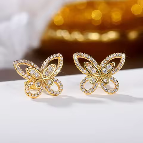 New Trendy Butterfly Rose Gold Silver Color Earings for Women Party Gift Jewelry Wholesale E6603