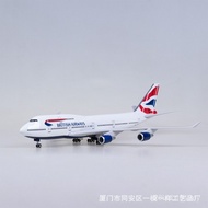 [Dengan Roda dan Lampu] Simulasi Model Pesawat British Airways 747 Pesawat Penerbangan Awam Boeing B