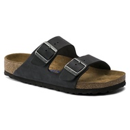 Birkenstocks Arizona Soft Footbed Oiled Nubuck Leather Unisex Regular Width Sandals In Black - 75248