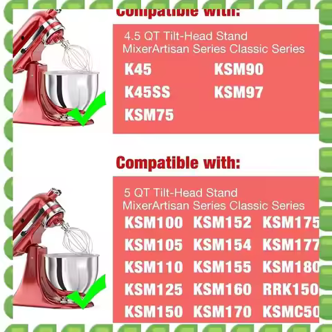 A04V K45WW Stainless Steel 6-Wire Whip Attachment For Kitchenaid Tilt-Head Stand Mixer 4.5-5 Quart B