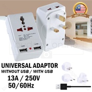 Universal Socket 3Pin Plug Adaptor Travel Adapter USB/Non USB Charging/Soket Plug 3 Pin