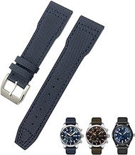 GANYUU 20mm 21mm Blue Nylon Watchband Fit For IWC Portofino Big Pilot IW3293 Mark 18 Tissot TAG Heuer Seiko Leather Nylon Watch Strap (Color : Blue Pin, Size : 21mm)