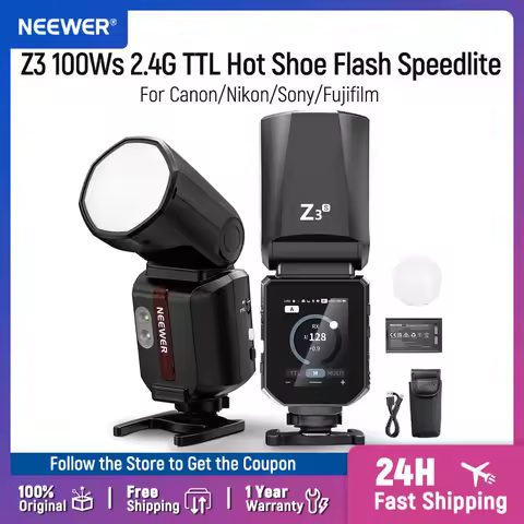 NEEWER Z3 100Ws 2.4G TTL Hot Shoe Flash Speedlite,Touch Screen, 1/8000s HSS TTL/M Toggle for Canon/N