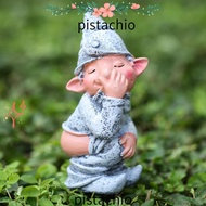 PISTA Dwarf Elf Figurines Peeing Grey 4.7 Inch Garden Tree Decoration