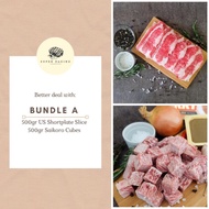 Bundle A - Daging Slice 500Gr Us Shortplate + 500Gr Wagyu Saikoro Cube