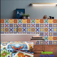 Tiles Peel and Stick Wallpaper Removable Orange/Blue/White backsplash Bathroom Kitchen 45cm by 100cm