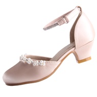 EIGHT KM Girls High Heel Dress Shoes Wedding Party Pump Princess Shoes EKM7033 Smooth Shiny Pearl Si