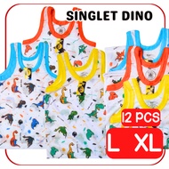 DOZENS OF 12 PCS Dino Baby Kids Singlets with Screen Printed Images 2-5 Years GRIYO DALEMAN99