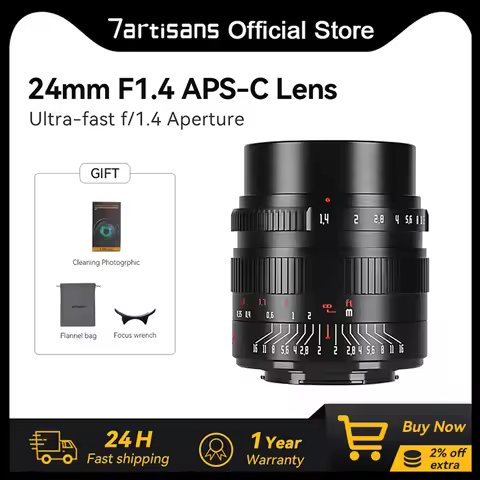 7artisans 24mm F1.4 APS-C Manual Large Aperture Prime Lens For Sony E ZVE10 Canon EOS-M Canon RF FUJ