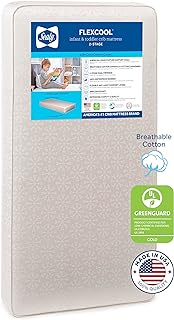 Sealy Flex Cool 2-Stage Waterproof Airy Dual Firmness Baby Crib and Toddler Mattress - 204 Premium Coils - Made in USA, 52"x28"