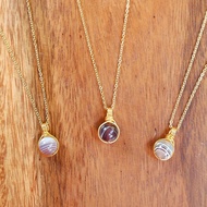 Botswana Brown Agate Dew Crystal Necklace