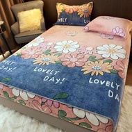 [Local spot quick] Coralline bed hat flannel Simmons protective cover single piece thickened milk ve