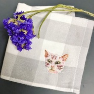 感覺 刺繡 /客製訂單 刺繡動物貓咪手帕 無印良品手巾