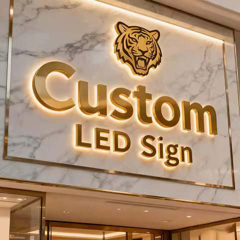 Custom Illuminated Backlit Sign Business Logo Metal Letters Signage Stainless Steel Metal Sign water