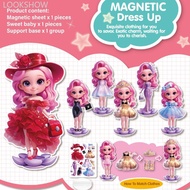 LOOKSHOW Magnetic Princess Pretend Play Toys Magnetic Dress Up Doll For Girls Play Travel Playset To
