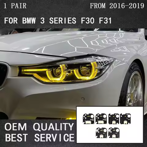 Lemon Yellow Angel Eyes For BMW F30 F35 320i 328i 330i 340i LED Headlight multicolor LED boards 6311