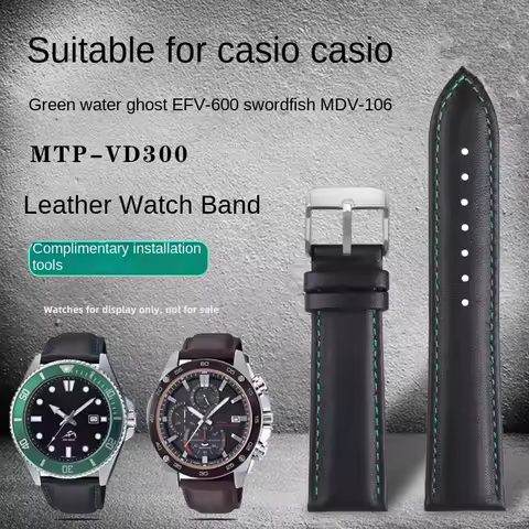 Leather strap bracelet 20mm strap for Casio EFR-539 EFR 303 bands Green Water Ghost EFV-600 MDV-106 