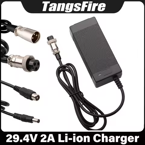 29.4V 2A Smart Lithium Battery Charger For 7Series 24V Polymer Li-ion Battery Charger GX16/XLR/RCA/G