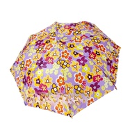 (025) 2-Fold Umbrella with Mixed Flower Motif and Gold Handle/Fold Uumbrella