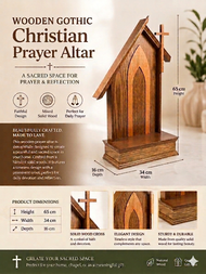 Wooden Gothic Christian Prayer Altar with Solid Wood Cross