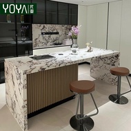 Qiping Island Table Dining Table Integrated Household Minimalist Pandora Slate Multifunctional Middl