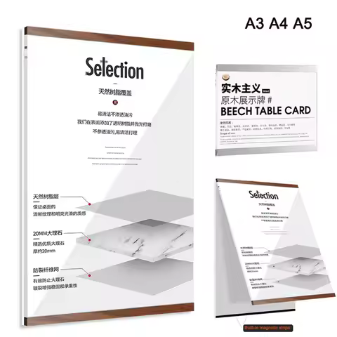 A3/a5/a4 Magnetic Photo Frames Acrylic Punching Free Photocards Certificate Picture Frames Document 