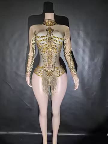 New Rhinestones Bodysuit Pole DancePerformance Clothing Party Rave Outfit Clubwear Stretch Drag Quee