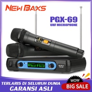 NEW BAXS mikrofon nirkabel satu tarik dua PGX-69 UHF band 2 mikrofon genggam menerima jarak 60 M pro