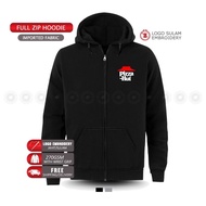 Zip Hoodie Sulam Pizza Hut Fast Food Master of Pizza Hawaiian pizza Baju Lelaki Cotton Embroider Fas
