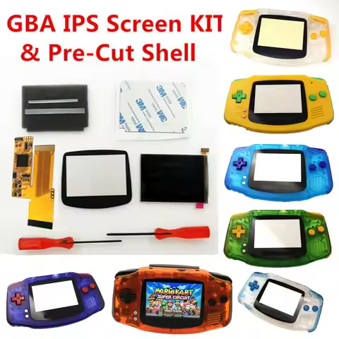 GBA V2 IPS Screen Backlight LCD Mod & GBA Pre-Cut Housing shell Case With Different Colors of Button