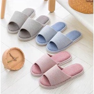 【MOTIONPLUS】Japanese cotton linen Stripe indoor slippers non-slip fashion slipper for women and mens