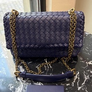 99新Bottega Veneta 葆碟家Olimpia小號藍色編織鏈條包