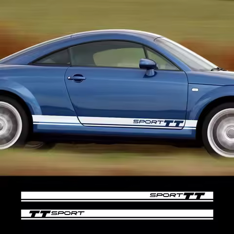 2PCS Sport Auto Door Side Skirt Stripes Decal Car Sticker For Audi TT 8n 8j 8s MK1 MK2 MK3 Car Body 