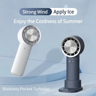 2024Upgrade Turbofan Portable Fan Strong Wind Apply Ice, Cooling Fan 4800mAh Mini Table Fan USB Battery Handheld Fan