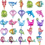 Mini Ocean Animal Balloon Shell Mermaid Sea Shark Dolphin Fish Summer Birthday Party Kids Globos Baby Shower Decorations