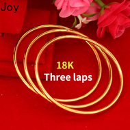 Philippines Ready Stock New Style pure 18K Pawnable Saudi Gold Korean Style Vintage Not Fade Girl Three Lives III Promise Bracelet three circles saudi Gold Bracelet for Women Couples Wedding Accessories Fasion Jewellery