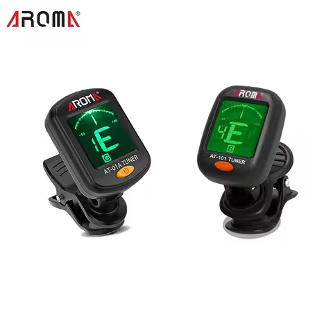 AROMA AT-01A/101 Guitar Tuner Foldable Rotatable Clip-on Tuner High Sensitivity for Bass Ukulele Chr