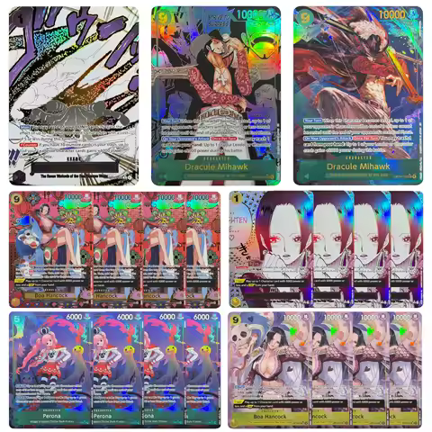One Piece TCG OP14 4pcs/set Blue Character Holo Cards Proxy Cards SEC SR Dracule Mihawk Shanks Peron