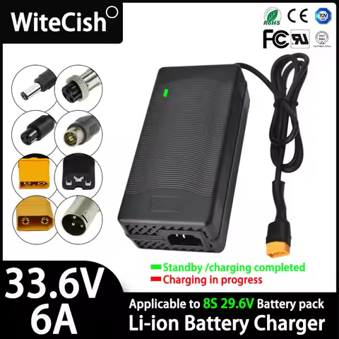 33.6V 6A Li-ion Battery Charger For 8S 28.8V 29.6V Lithium Battery Pack charger Built-in intelligent