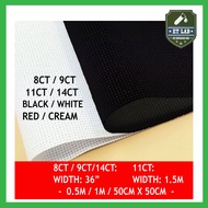 8CT 9CT 11ct 14ct CROSS STITCH FABRIC BLACK WHITE CREAM RED / KAIN CROSS STITCH KAIN SULAM / 刺绣布