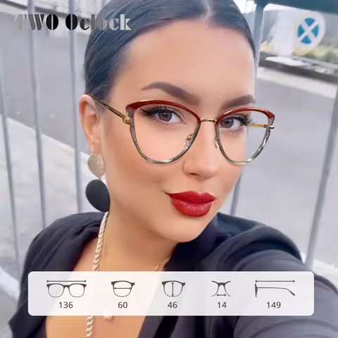 TWO OCLOCK Fashion Women Eyeglasses Frame 2025 Brands Designer Female Glasses Frames Ladies Prescrip
