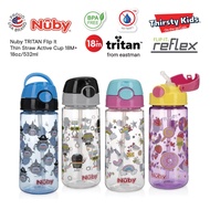 Nuby Tritan Thirsty Kids Flip-It Active Cup Straw Water Bottle 18oz / 532ml Botol Air Bekas Air Straw Cup