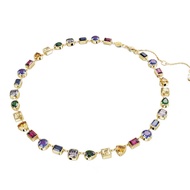 925 Silver Necklace, 7 Different Shapes, Different Candy Colors, Crystal Stones Connected Together, Bracelet, Gold Necklace