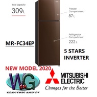 Mitsubishi Refrigerator (309L/Onyx Black) Neuro Inverter 2-Door Fridge MR-FC34EP